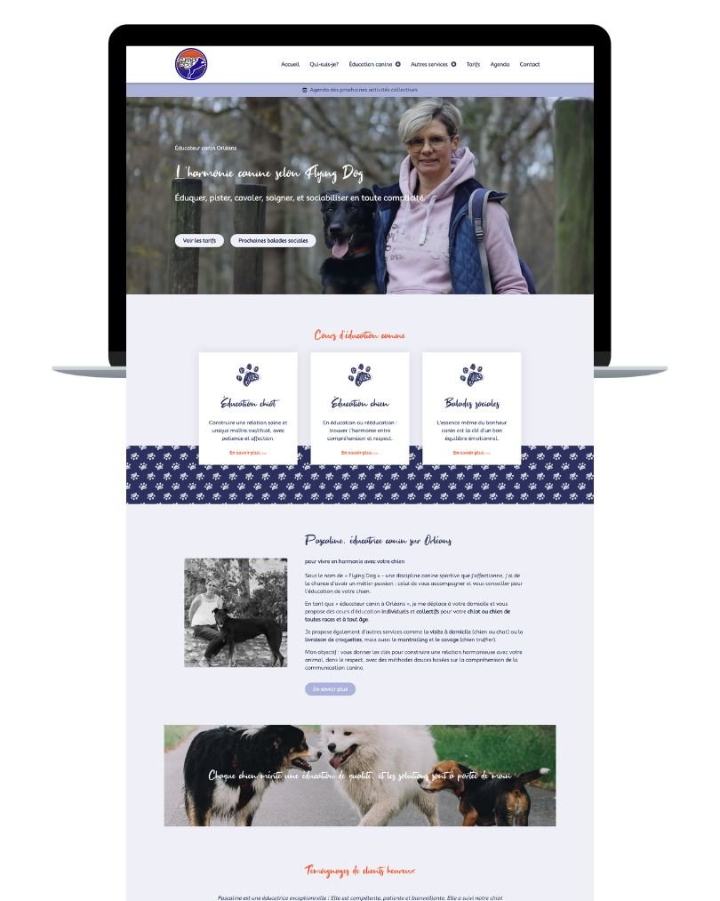 Réalisation d'un site internet depuis un template pour une éducatrice canine proche blois