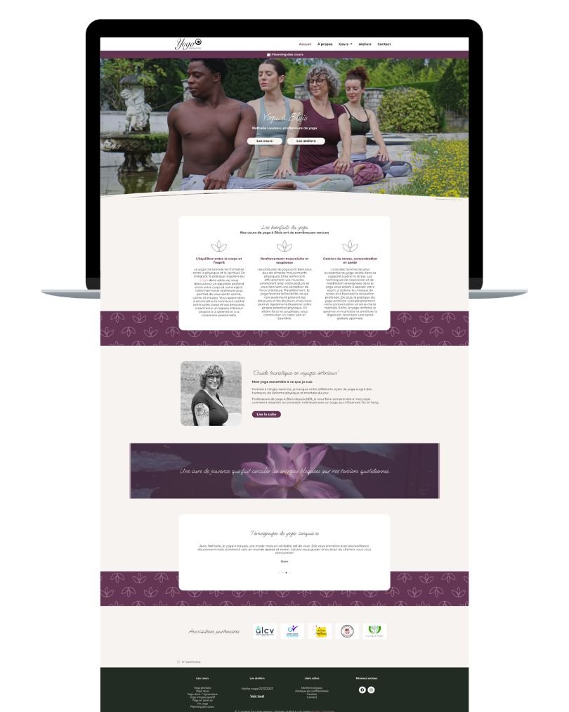 Site web pour prof de yoga Nathalie Laureau